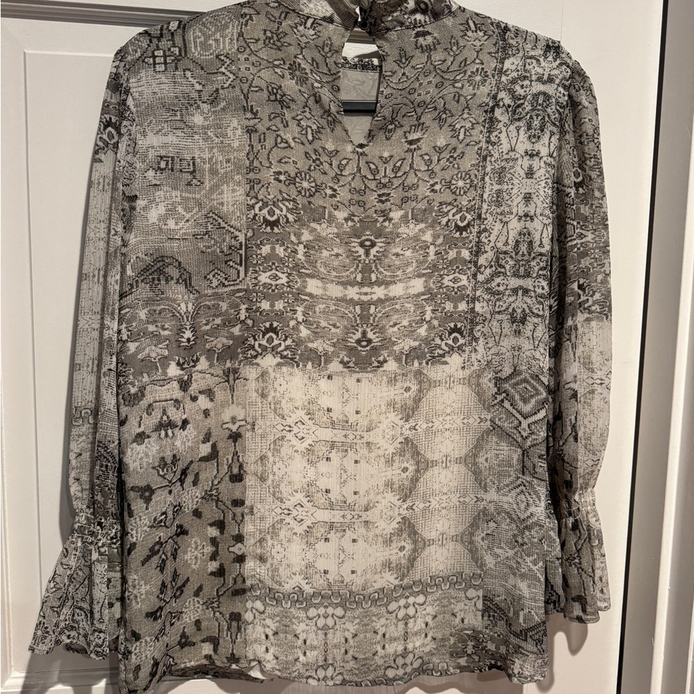 Calvin Klein Gray Patterned Blouse - image 2